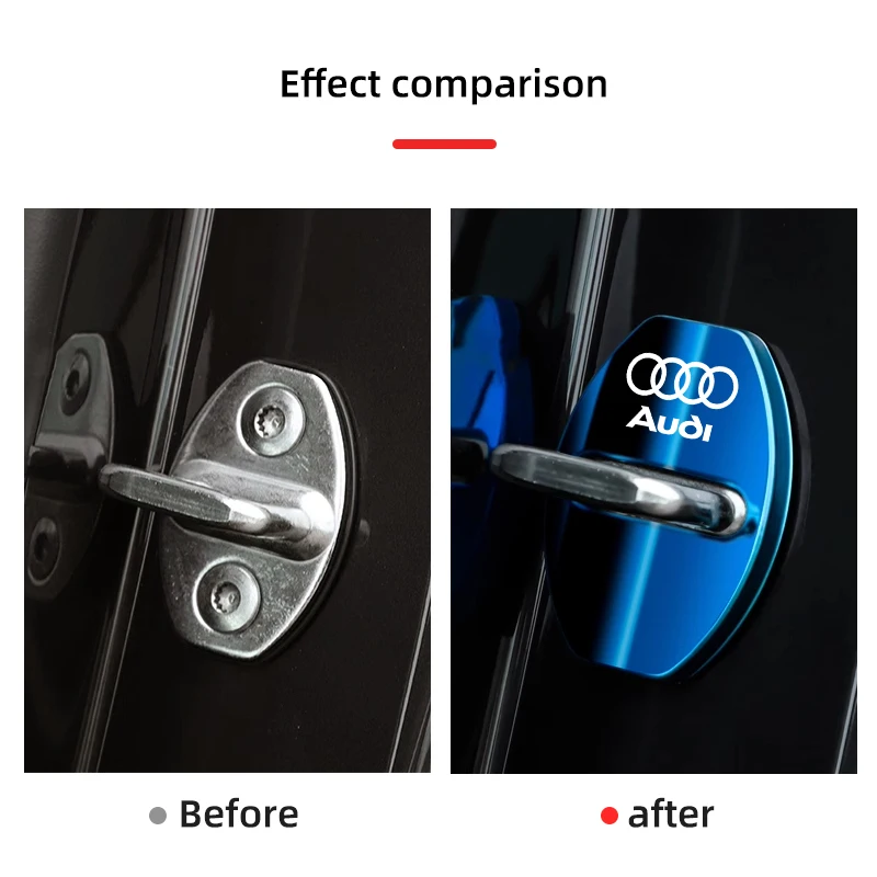 4Pcs Door Lock Decoration Protect Cover Emblem Case For Audi A1 A2 A3 A4 A5 A6 A7 A8 Q1 Q2 Q3 Q4 Q5 Q6 Q7 Q8 TT RS6 S5 Quattro
