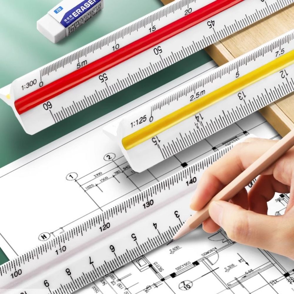 Triangular Scale Ruler Architect Rulers Measuring Drawing Tools for Garment Design