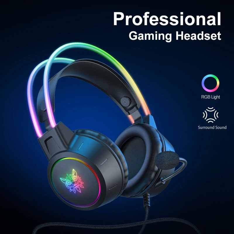 ONIKUMA RGB-Gaming-Kopfhörer mit flexiblem HD-Mikrofon, 3,5-mm-Gaming-Headsets für PC, Xbox, PS4, PS5, Switch, Computerspiele