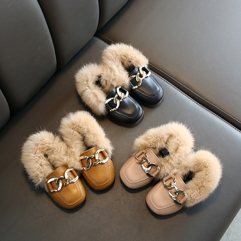 Zapatos niñaДетская кожаная обувь, плюшевая хлопковая обувь для мальчиков, обувь принцессы на мягкой подошве, зимняя новая теплая обувь Мэри Джейн для девочек, детская обувь