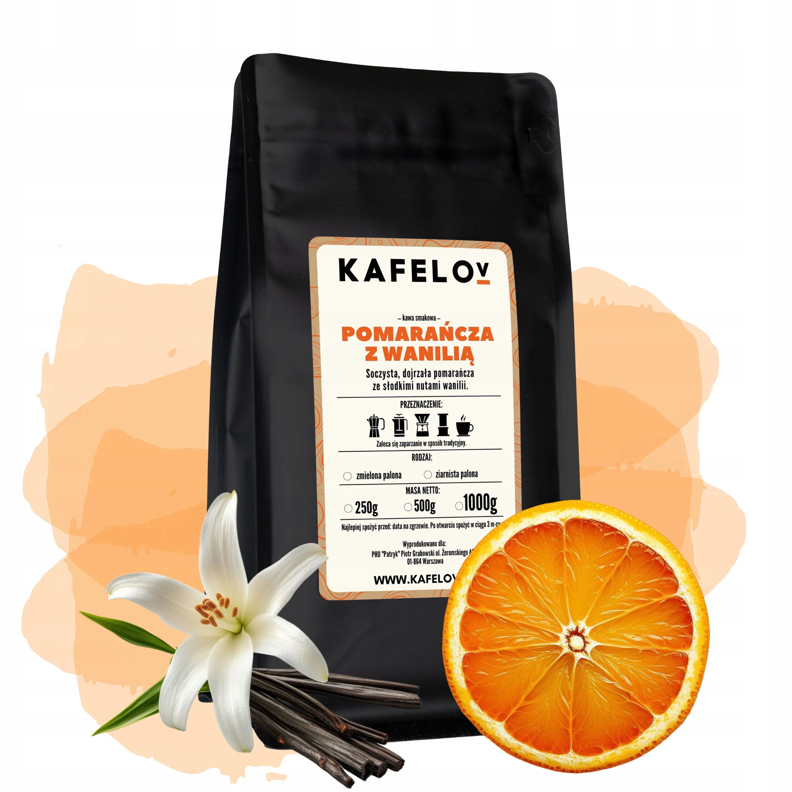 Kawa Kafelov POMARAŃCZA Z WANILIĄ 250g mielona