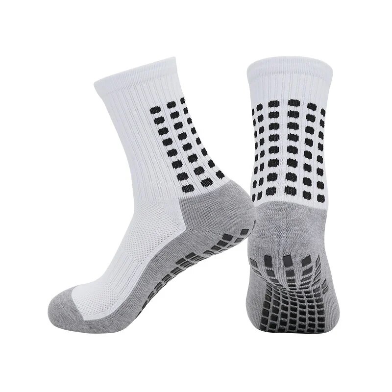 Un par de calcetines de fútbol y protectores de piernas para tablero de fútbol, rodilleras deportivas, entrenamiento antifricción, pegamento de puntos inferior antideslizante