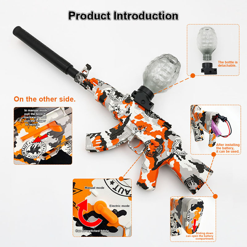 Brinquedo elétrico de explosão de bola de gel, blaster de bola de respingos ecológico manual/automático, presentes de Natal e Ano Novo.