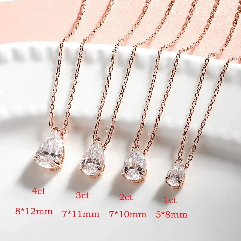Collar de moissanita con certificación Smyoue, 1CT, 2CT, corte de pera D VVS1, joyería chapada en oro de 18k, colgante de 100% Plata de Ley 925