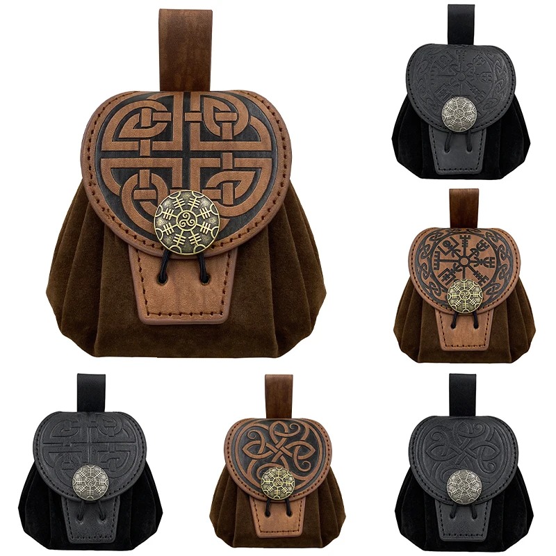 Riñoneras estilo Punk Medieval Steampunk para hombre, monedero de cuero Pu, cinturón colgante, riñonera con cordón, cinturón de cadera, Cosplay