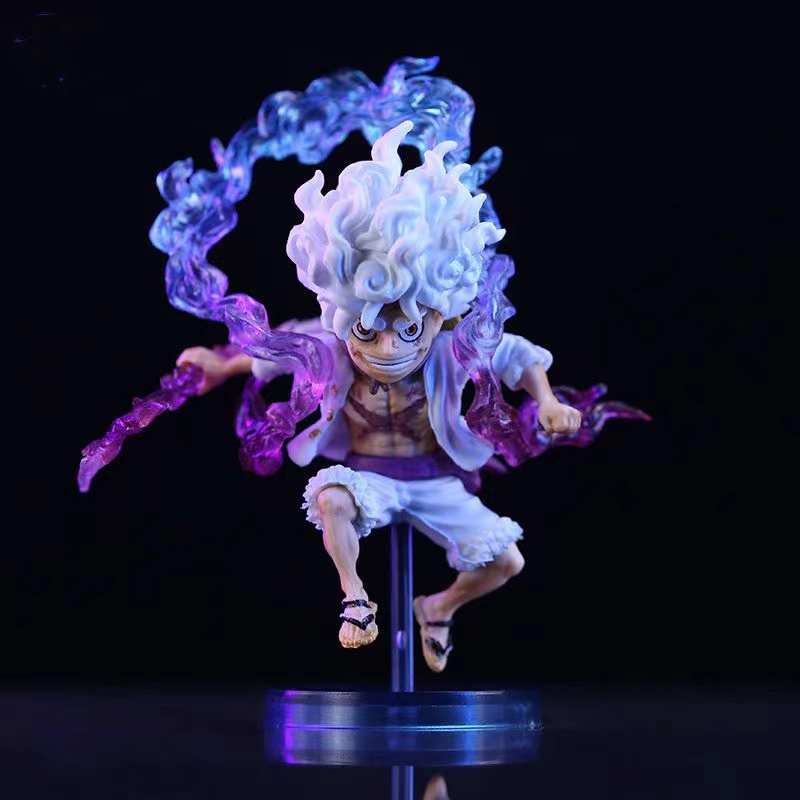 Bandai 10 cm Mini One Piece Ruffy Gear 5 Actionfigur Sonnengott Nika Statue Anime Figur PVC Modell Puppe Sammlung Spielzeug Geschenk Kinder