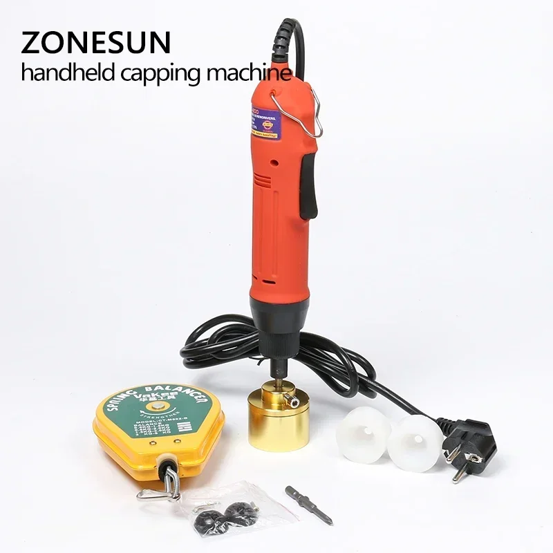 ZONESUN Hướng Dẫn Sử Dụng Chai Đóng Nắp Máy Cầm Tay Chai Nắp Vặn (10-30MM) Vít Capper Máy Hàn Miệng Túi