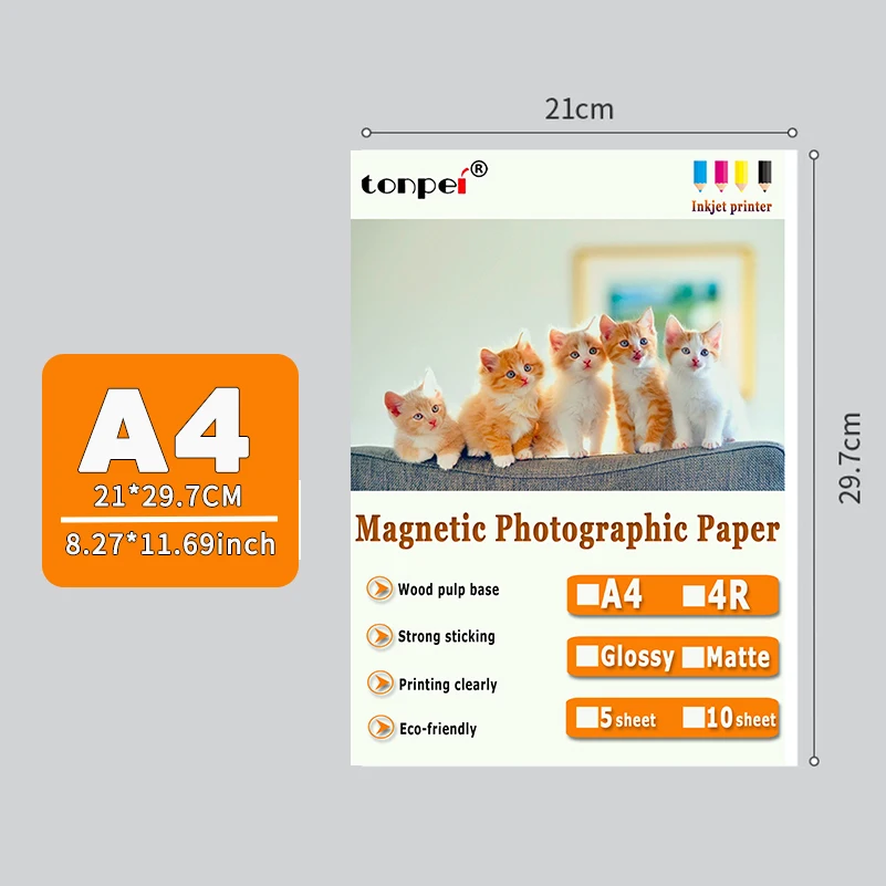 5pcs A4 Magnetic Photographic Paper Inkjet Printing Photo Paper Glossy Matte Stickers DIY Fridge Magnet