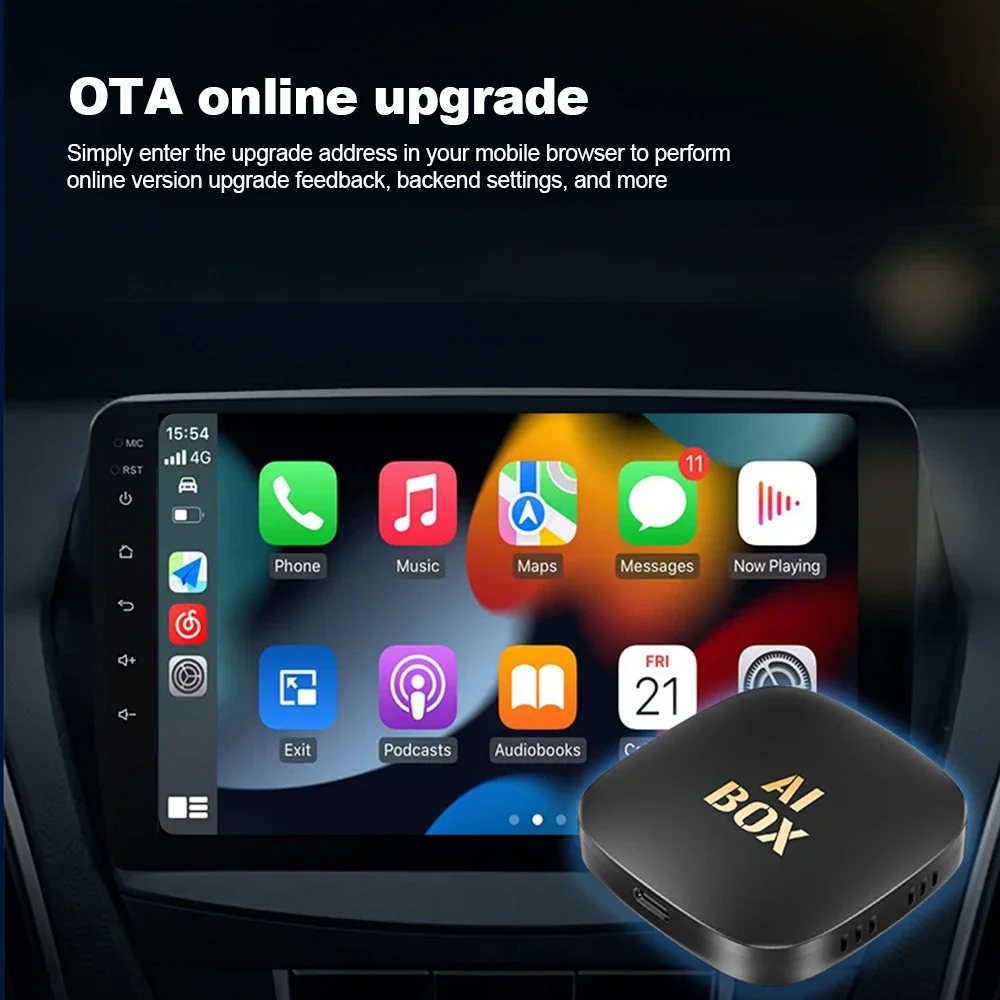 2024 Smart Mini Ai Box 2 + 32GB Android 13 Soporte Netflix YouTube CarPly inalámbrico Adecuado para el 99% de los coches con Carplay con cable