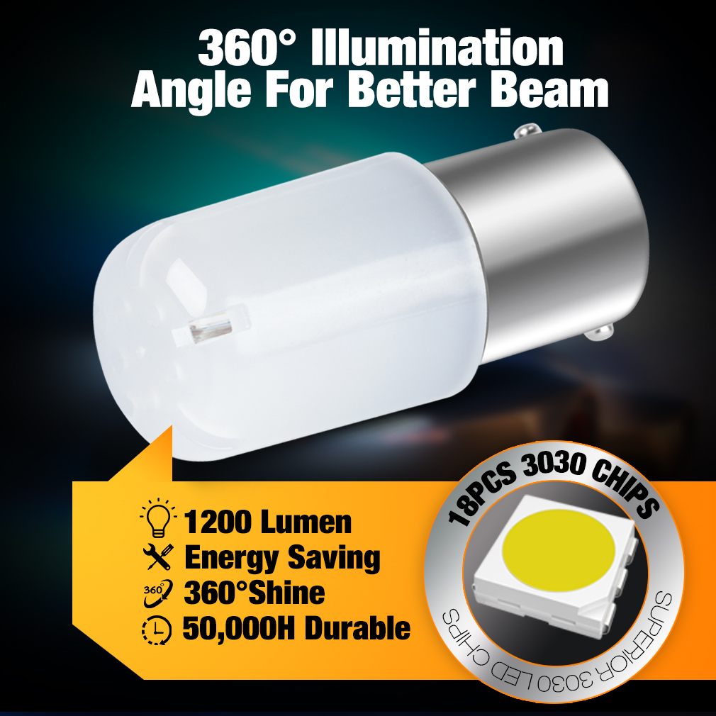 2 Chiếc P21W Led 1156 BA15S 1157 BAY15D P21 5W R5W R10W Bóng Đèn Xe Ô Tô Biến Tín Hiệu Đèn 18SMD 3030 đèn Led DRL Chữ 12V Hổ Phách Trắng Đèn Phanh