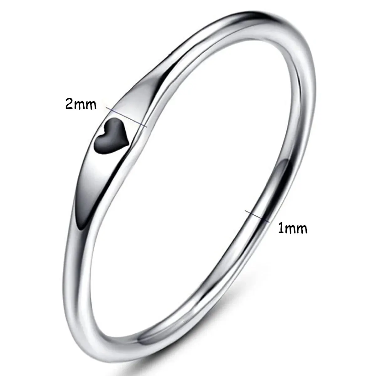 925 แหวนเงินสเตอร์ลิงง่ายแกะสลักหัวใจงานแต่งงาน STACKABLE แหวนของขวัญวันวาเลนไทน์สําหรับเธอขนาด 6-10