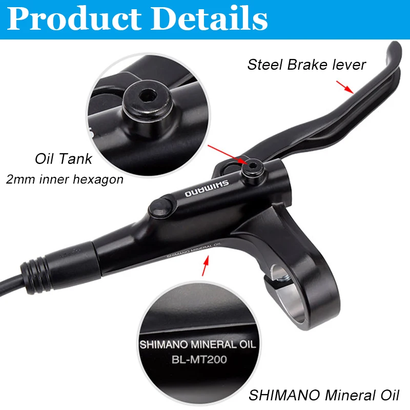 Original Shimano MT200 MT201 M315 จักรยานเสือภูเขา MTB เบรคไฮดรอลิก MT200 เบรค 2 ลูกสูบ 3 นิ้วเหล็ก LEVER BL-MT200