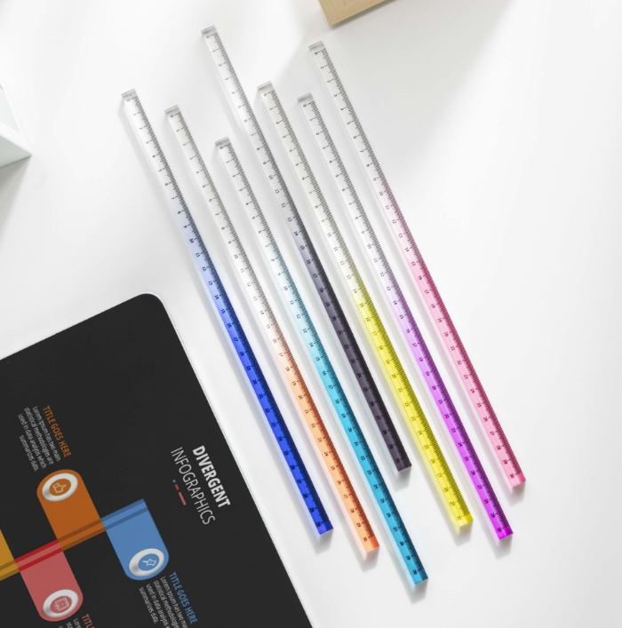 INS Style Transparent Straight Rulers 15cm 20cm 30cm Gradient Acrylic Drafting Tools for DIY Drawing Math Office Use