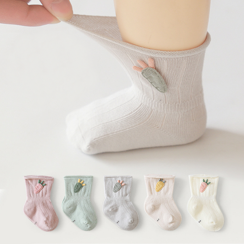 3 par/lote nuevos calcetines de algodón para bebé zanahoria de dibujos animados calcetines de pie para niños y niñas recién nacidos
