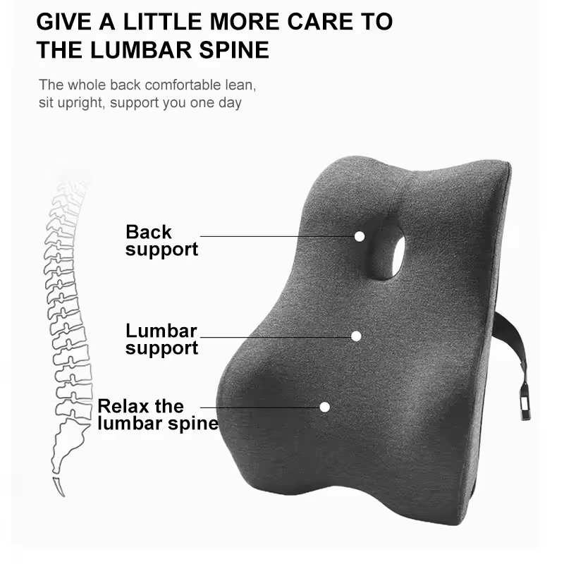 Almohada de cintura para oficina, soporte Lumbar ergonómico, memoria de algodón, almohadilla de cintura curvada 4D, descanso de cintura para coche, almohada de cintura para oficina, Lumb ergonómico