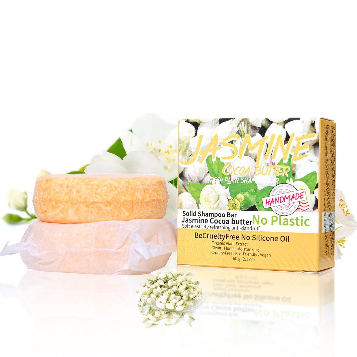 Jasmijn geurende handgemaakte shampoo Solid Shampoo Stick Plantaardige etherische olie Zeep Oliecontrole en verfrissende zeep