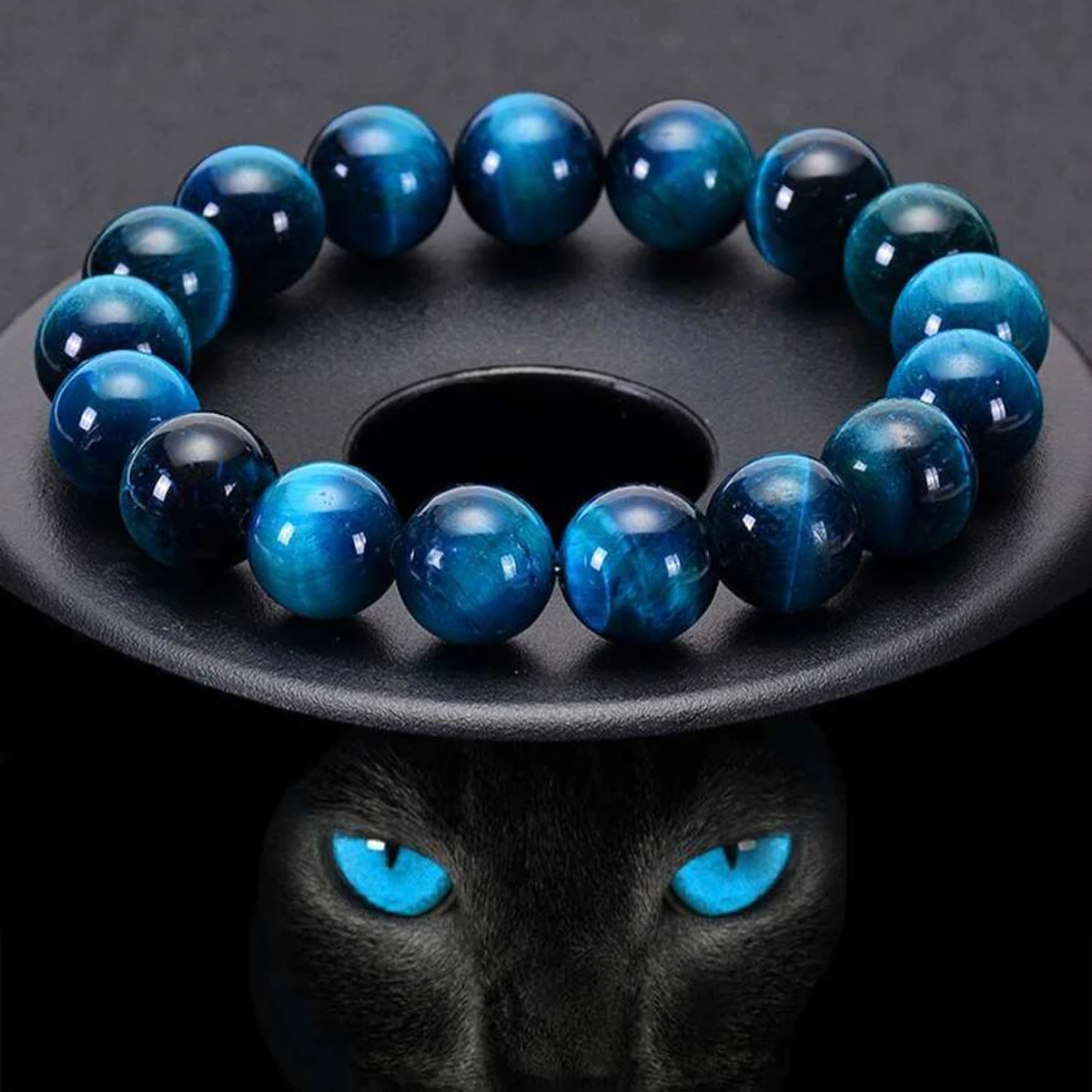 1 pulsera minimalista de cuentas de pedra de ojo de tigre azul de 6/8/10mm, pulsera de cuentas redondas de pedra Natural