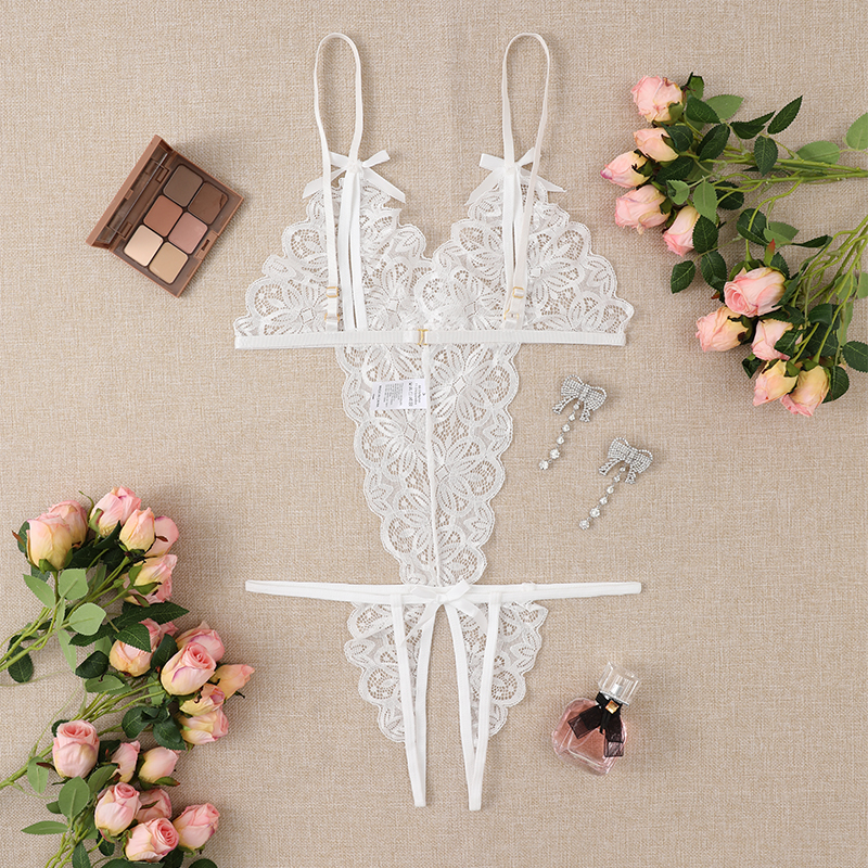 Macacão feminino transparente emendado cinta, oco fora bodysuit, playsuit sem costas, bodysuit sling, lingerie erótica, sexy com renda acima