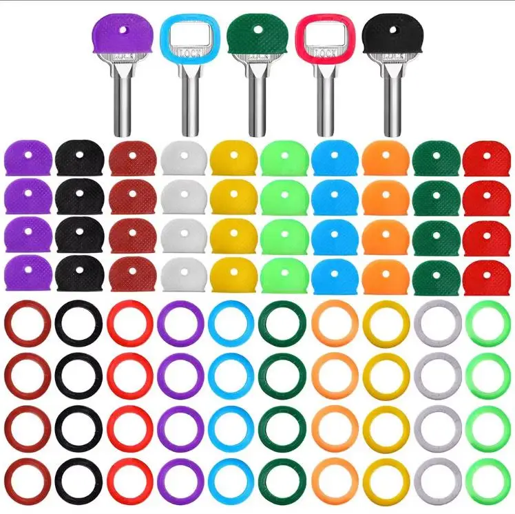 10 Stück 24 Stück 32 Stück farbige Schlüsselhülsen, gemischte Farben, weiches Silikon, elastischer Schlüsselanhänger, Markierung zum Unterschenken des Schlüssels für DIY-Schlüsselanhänger
