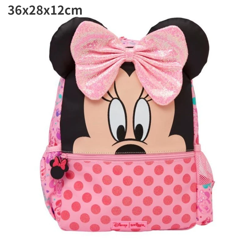 Genuíno disney austrália minnie rosa meninas estudante saco de escola papelaria caneta caso almoço mochila ombro duplo