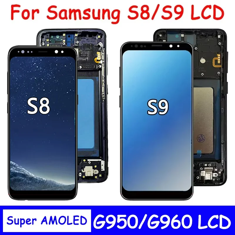 100% probado nuevo para Samsung S8 G950 G950F SM-G950FD pantalla táctil LCD con marco para Samsung S9 G960 pantalla de SM-G960F