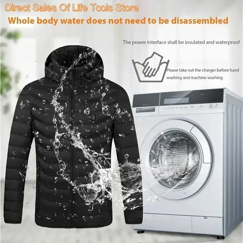 9/21 Bereiche Beheizte Jacke Winter Warme Weste USB Herren Heizjacke Beheizte Weste Mantel Jagd Wandern Camping Outdoor Männliche Kleidung