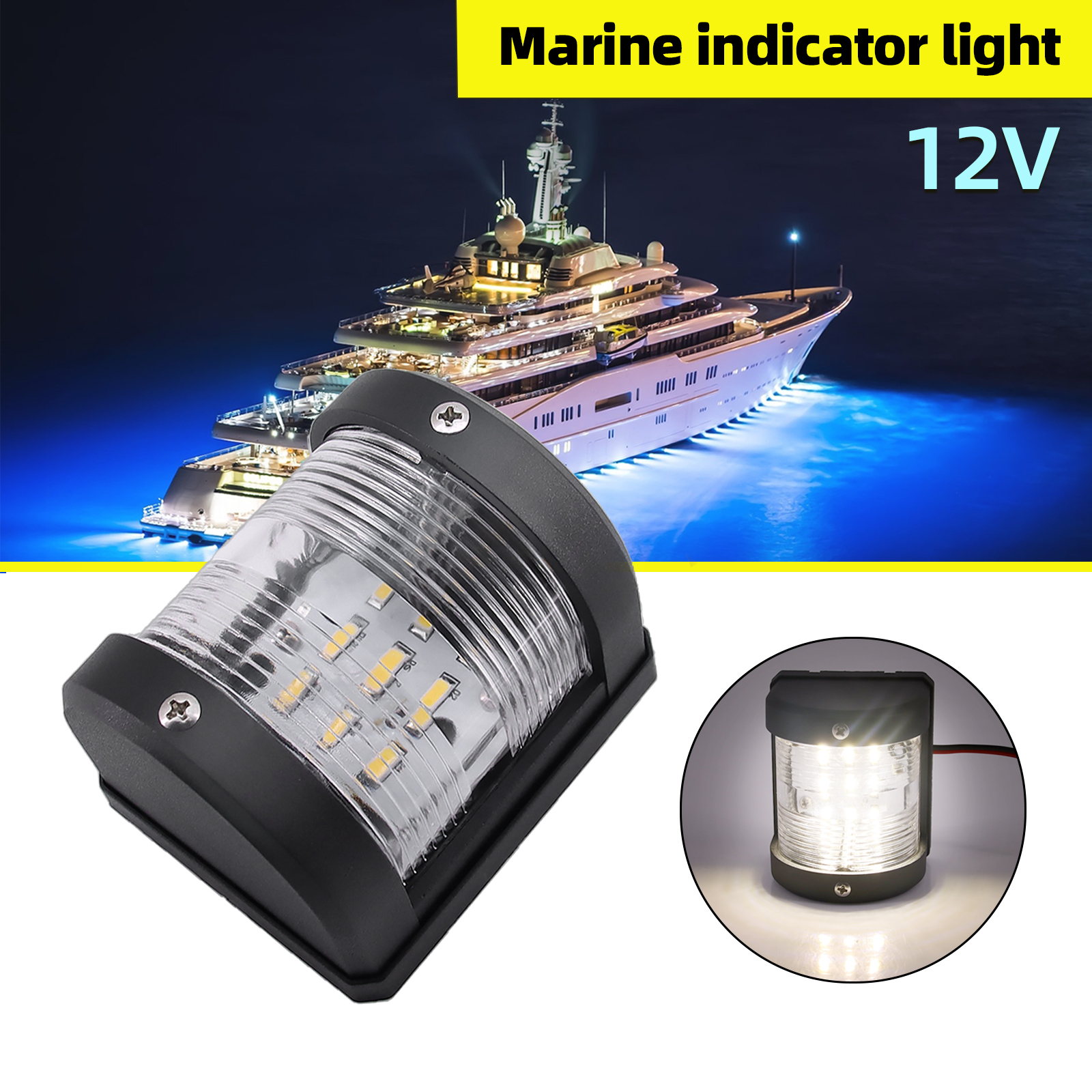 1 peça luz de navegação do barco 12v 24v luz do navio barco marinho luz de vela iluminação iate branco luzes led