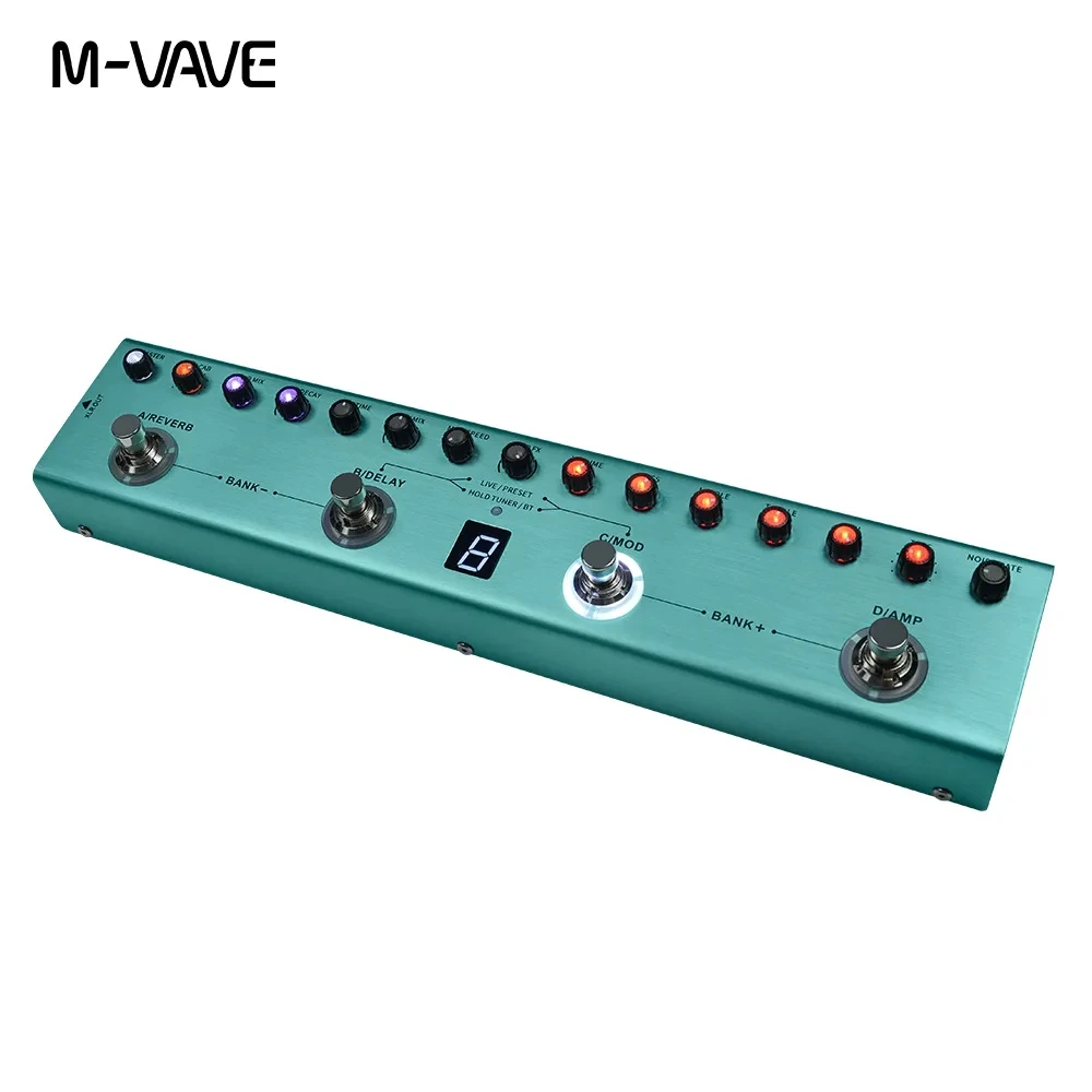 M-VAVE TANK-G ワイヤレスギターハブ |   9 プリアンプ/8 IR スロット + ノイズ ゲート |   Bluetooth MIDI シンク & 20 時間充電式ステージリグ