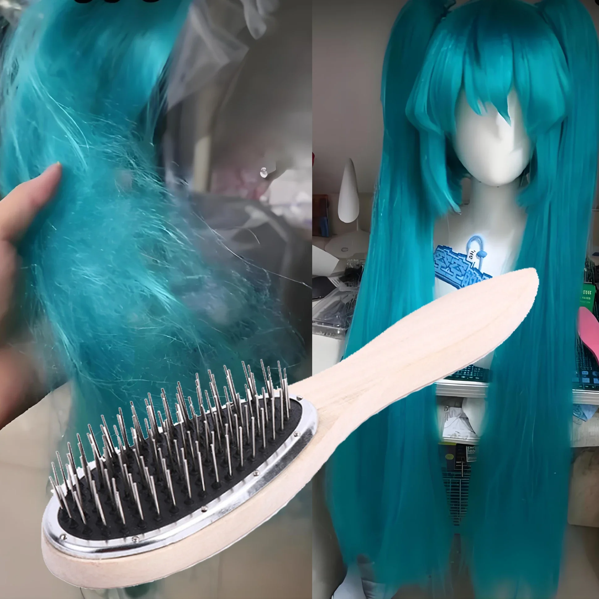 Cepillo profesional para peluca, peine de acero antiestático para entrenamiento de extensiones de cabello enredado
