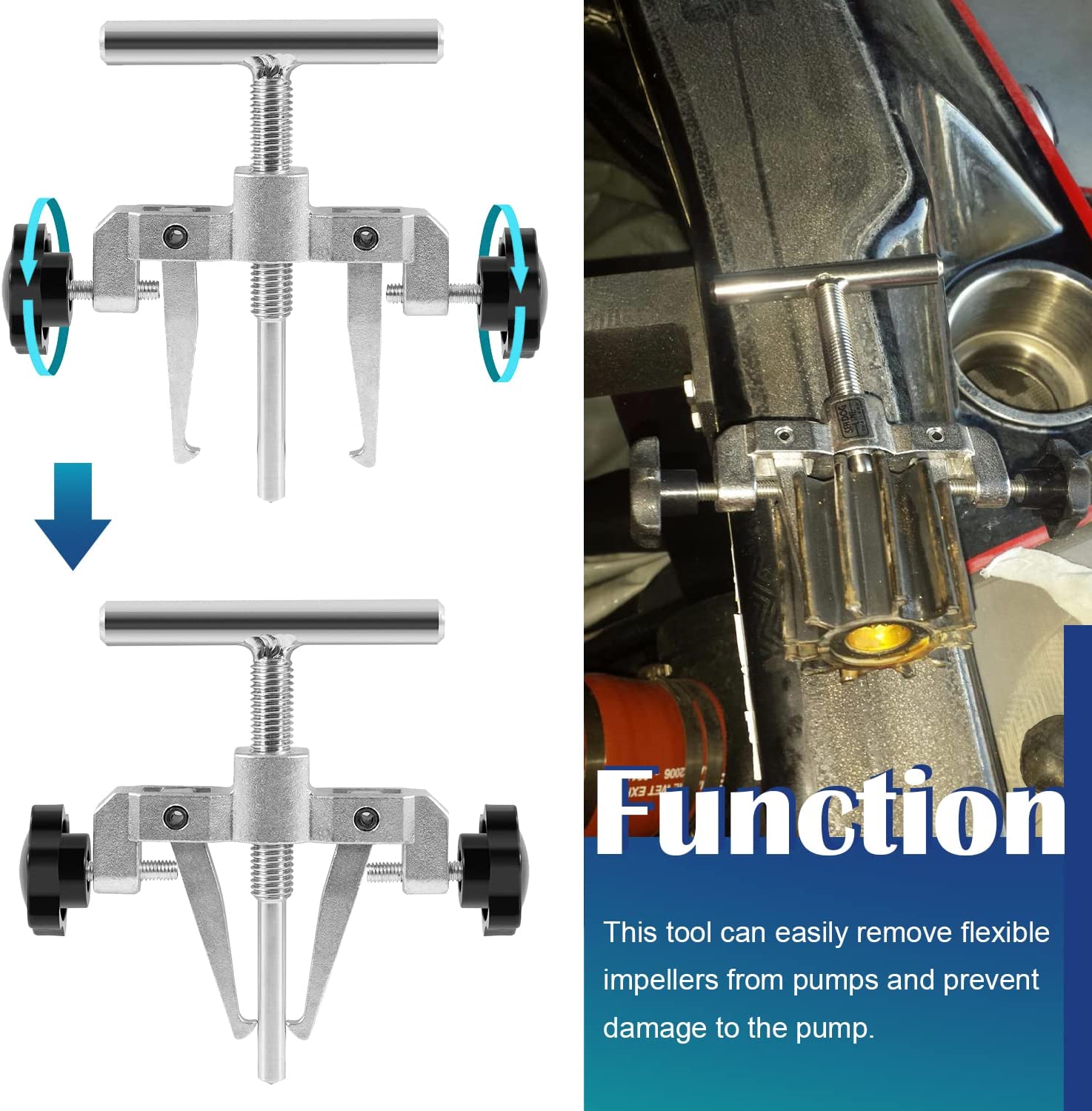 660040-1 flexível impulsor puxar ferramenta remoção extrator apto para Jabsco bomba 50070-0040 & 50070-0200, para impulsores 2-1/4 "a 2-9/16"