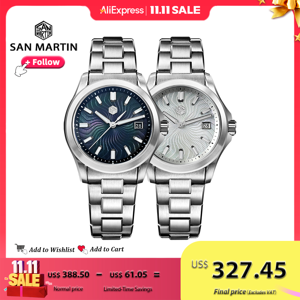 Часы San Martin 39 мм, роскошные деловые часы Miyota 9015, автоматические механические часы для мужчин с шваброй, гильош, 100 м, водонепроницаемые, SN0150