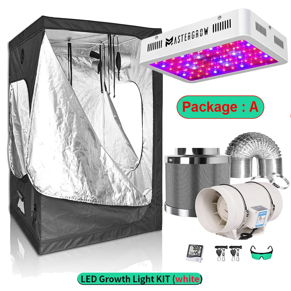 Growbox Set Grow Tent Room Complete Kit 2000W LED Grow Light + 4"/ Carbon Filter Indoor Hydroponic Combo Multiple Size greenhous