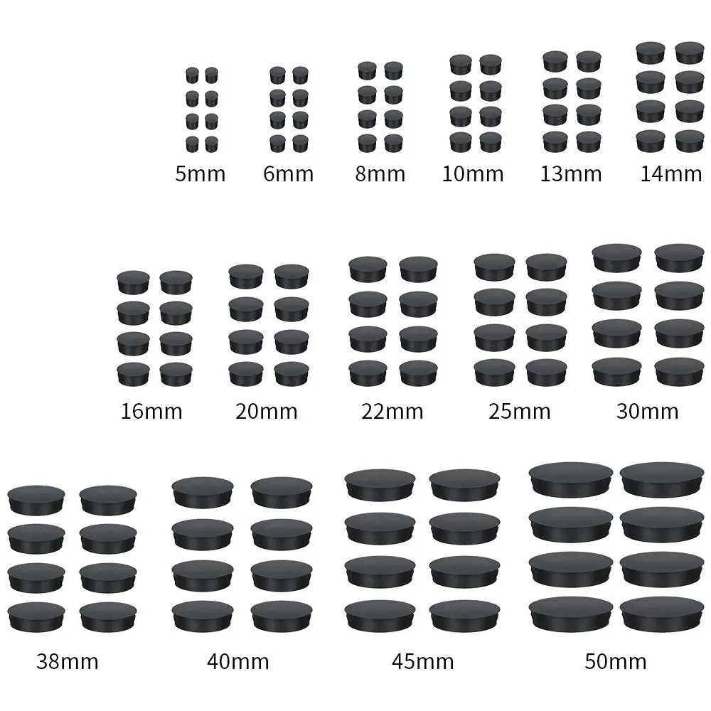 8pcs/pack Black Round Plastic Hole Plug Head Hole Decorative Cap Ceramic Tile Hole Bulkhead Buckle Type Pipe Plug Cover