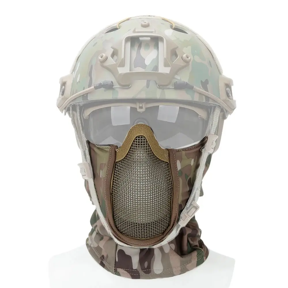 Tactical Full Face Mesh Mask Balaclava Airsoft Paintball Halloween Mask CS Game Hunting Cycling Protective Helmet Liner Cap