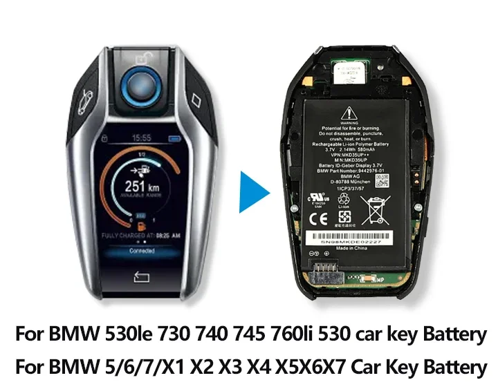 NEW Rechargeable Battery MKD35UP For BMW 5 6 7 Series GT X3 X4 X5 X6 730 740 745 530 Display Remote Control Car Key Battery