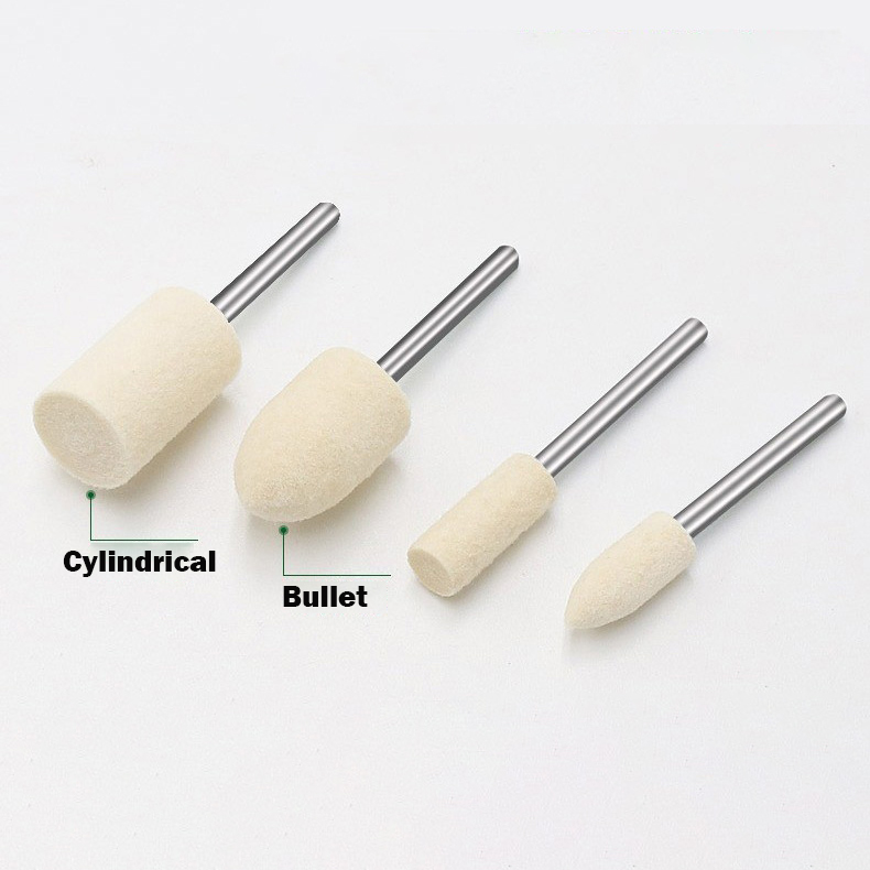 5PCS Wool Felt Mounted Polishing Buffing Wheel 2.35/3mm Shank for Grinder Drill Rotary Tools Grit 3mm/4mm/5mm/6mm/8mm/10mm/12mm