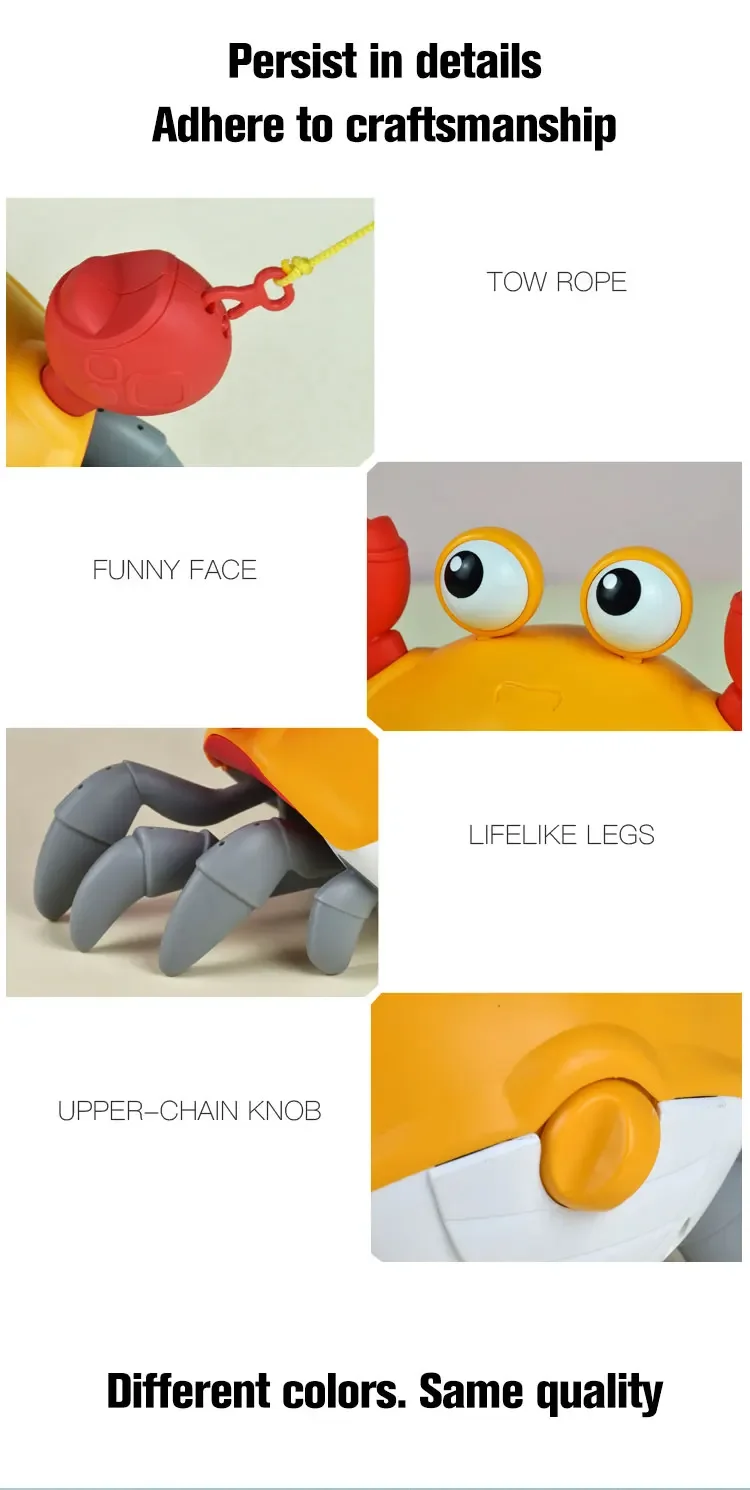 Mechanical Crab Escape Crabs Baby Crawling Crab Musical Dancing Moving Toy Run Away Toy for Babies Crawling Interactive Toys