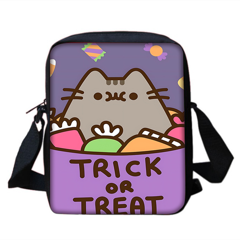 Pusheens-男性と女性のための猫のプリントショルダーバッグ,かわいいメッセンジャーバッグ,カジュアルな子供のハンドバッグ,電話バッグ,ショッピングバッグ,男の子と女の子