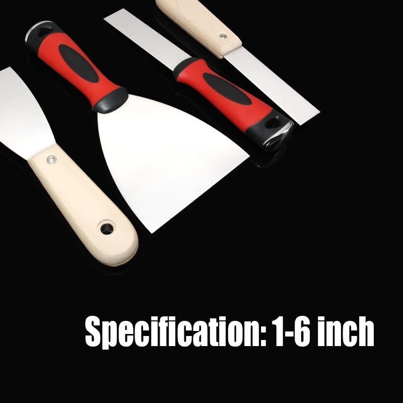 1PCS 1-6 นิ้วสแตนเลส Putty Knife ไม้/พลาสติก Handle Scraper สีมีดตกแต่ง Scraper สีเครื่องมือ