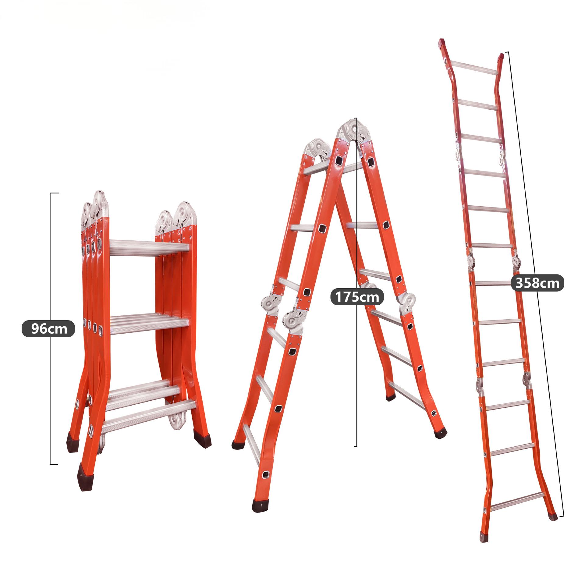 Industriële stijl opvouwbare aluminium telescopische verlengladder Opvouwbare rechte combinatiestructuur voor gebruik buitenshuis