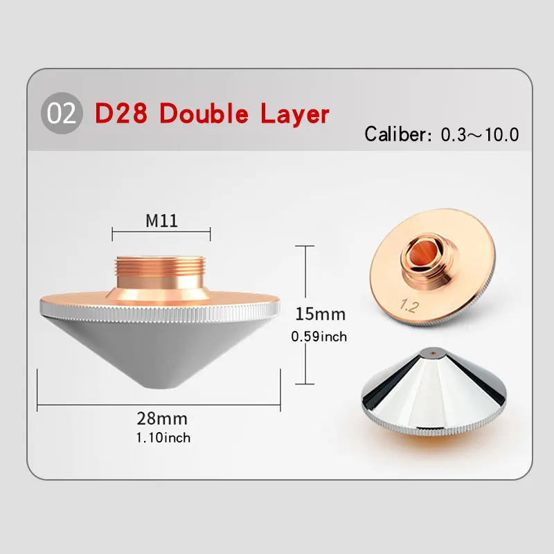 D28 Laser Nozzle Ultrarayc Cutting Head Single Layer Double Chrome-plated Layers H15 M11 for Precitec WSX Fiber Cutting Head