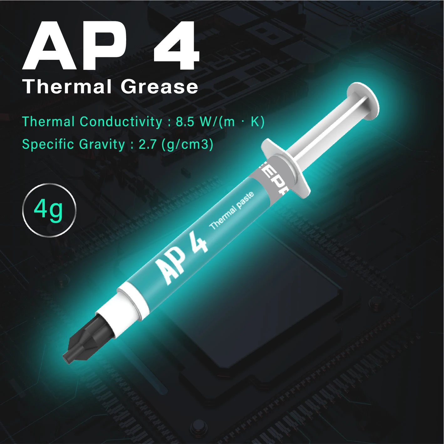 Graxa de silicone condutora térmica 8.5 w/mk 4g de alto desempenho não condutora adequada para jogo pc cpu gpu resfriamento do dissipador de calor