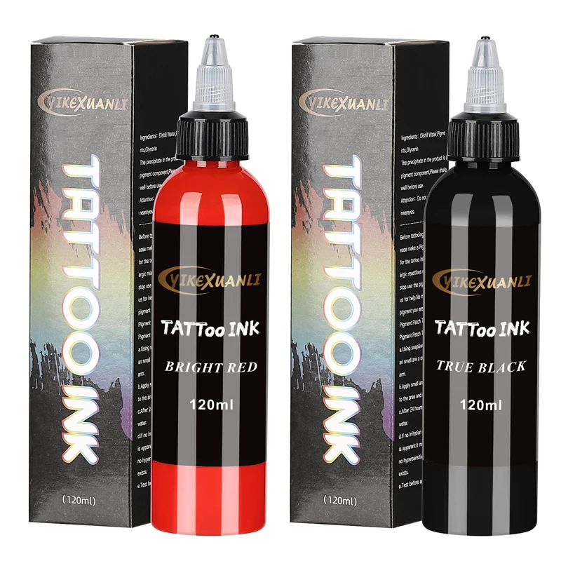 120 ml rot/schwarz Tattoo Tinte Pigment mit box BodyArt Tattoo Kits Professionelle Schönheit Farben Make-Up Tattoo Liefert semi-permanent