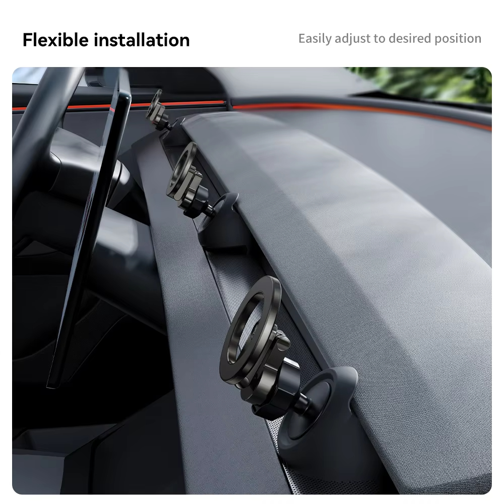 YZ Tesla Model 3 Y Highland Juniper 2025 Sterker Magnetisch verstelbare metalen autotelefoon ondersteuning siliconen basishouder