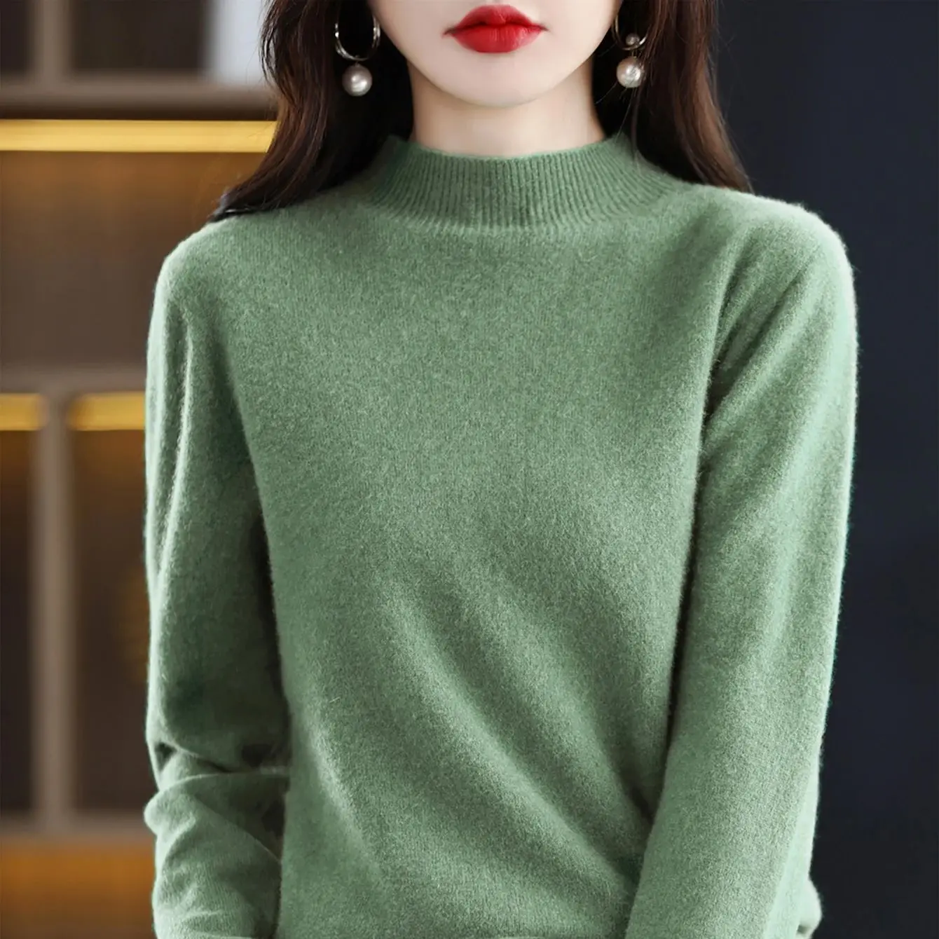 100% Merinowolle Kaschmirpullover Damen Strickpullover Rollkragen Langarm Pullover Herbst Winter Kleidung Warme Pullover Tops