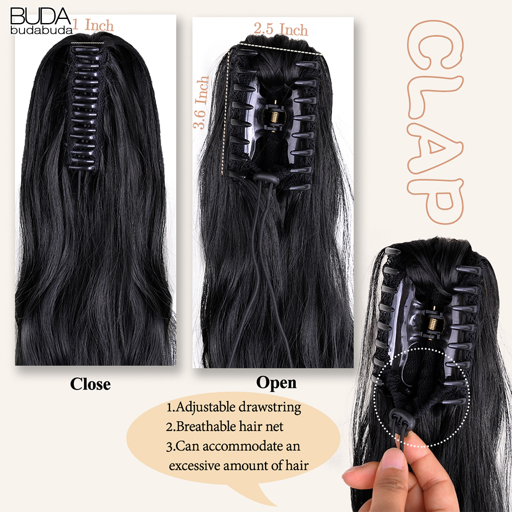 Extensión de cola de caballo ondulada larga sintética, pinza para el pelo, extensión de cabello de cola de caballo para mujeres, peluca de cola de caballo, estilo rizado BUDA