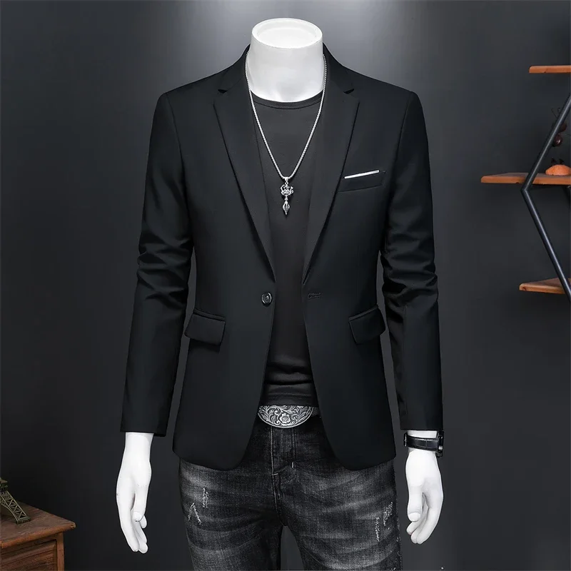 Trajes de un solo botón ajustados de negocios de alta calidad, chaqueta para hombre, chaqueta informal ajustada a la moda para novio de boda, chaqueta de esmoquin, abrigos 6XL-M