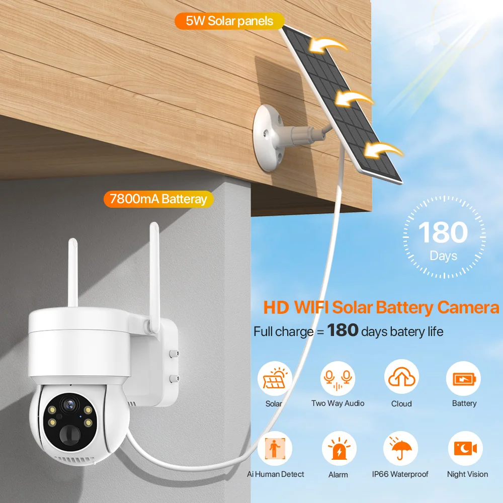 Batterie intégrée WiFi PTZ 4MP caméra IP solaire sans fil extérieure Zoom 6X 1080P caméra de Surveillance vidéo longue durée de veille iCSee