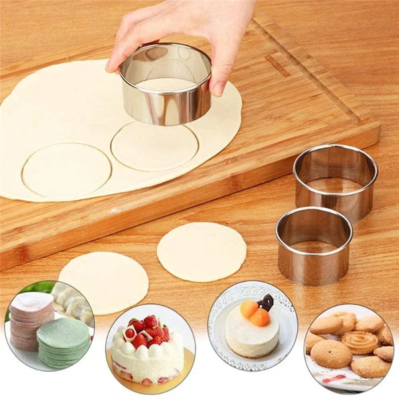 5PCs runde edelstahl keks form knödel haut schneiden form DIY keks gebäck kuchen backen werkzeuge küche backen gadget