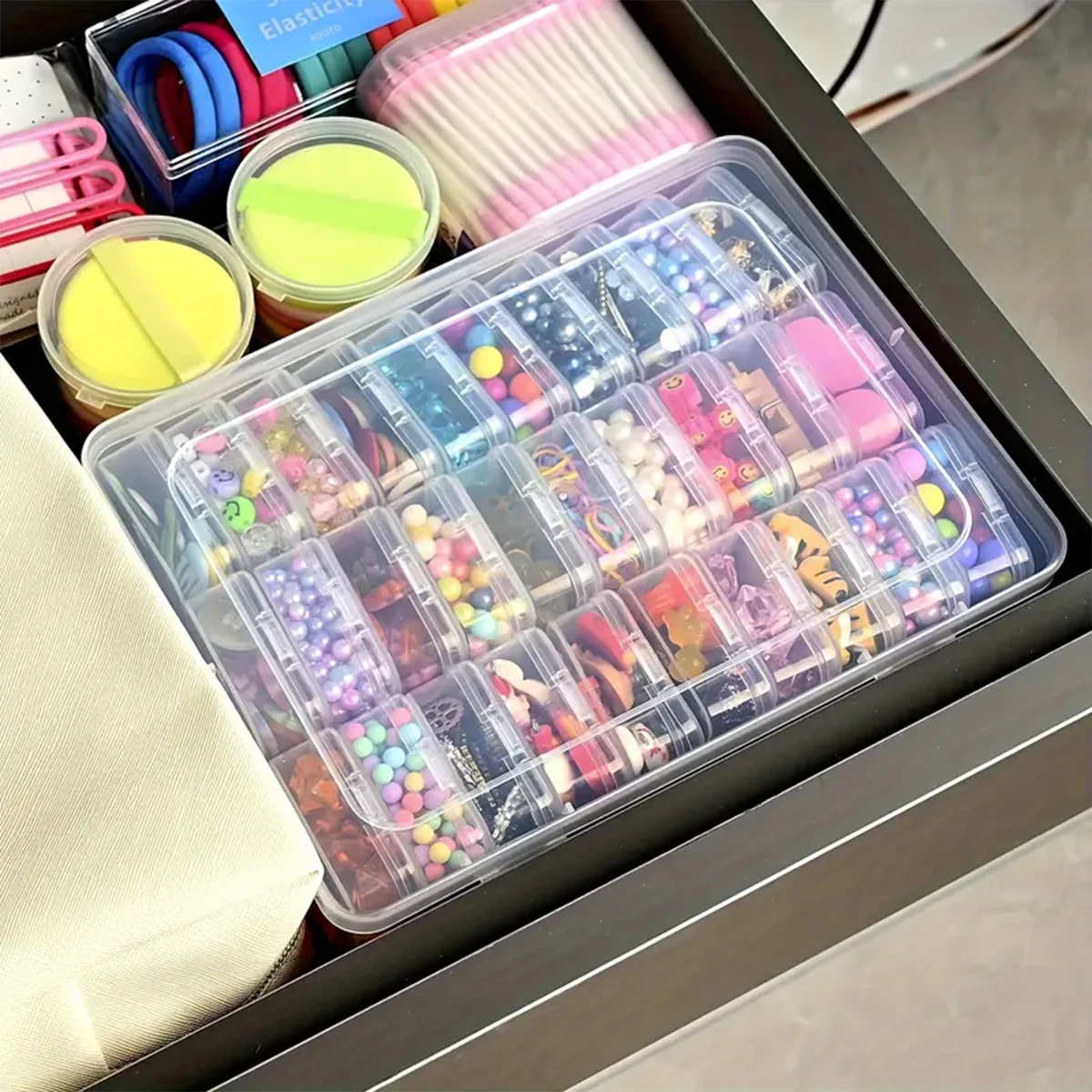DIY เครื่องประดับด้วยลูกปัด, เล็บ, DIY ภาพวาดเพชรเย็บปักถักร้อยกล่องเก็บ, มัลติฟังก์ชั่นแบบพกพากล่องเก็บของใส